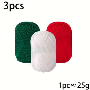 TEMU 크리스마스 컬러 실 3개 세트 – DIY 공예용 스카프, 모자, 양말 장식에 완벽! 니트 스웨터, 장갑, 담요 등에 적합. 각 스킨 약 25g, 수제 선물,축제 색상,장식용 실,고품질 실,가벼운 실,공예용 실, ,DIY 애호가