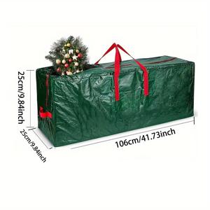 TEMU 크리스마스 트리 보관 가방 - 내구성 있는 PVC, 강화 핸들, 더블 지퍼, 방진 기능, 휴일 디자인, 빨간색 직사각형 크리스마스 트리 운반 및 보관 솔루션, 트리 보관, 계절별 정리,축제 디자인,축제 장식가