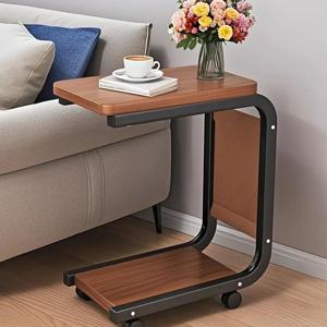TEMU 메커니즘이 있는 모던 롤링 사이드 테이블 – 가벼운 나무와 금속 프레임, 거실, 침실 또는 소파용 컴팩트 디자인, 커피, 책, 장식용 꽃, 소파 사이드 테이블, 장식용 꽃병, 세련된 금속 액센트에 완벽한 제품|커피|소파|사이드테이블