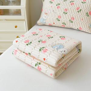 TEMU 여름용 쿨 침대 패드 매트 쿨매트 5mm 천연 라텍스 여름 냉감 침대패드 베개커버 세트 베개커버 매트리스 패드+베개커버세트 시원한 패드 통기성 침대 매트리스 미끄럼 방지 냉방 침구