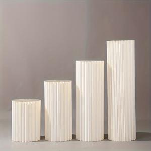 TEMU 4pcs 접이식 흰색 실린더 디스플레이 스탠드 | 강력한 종이 페데스트랄 웨딩 센터피스, 파티 장식 및 종이 화분 배열 | 내구성, 경량 및 휴대용 실내/외부 사용, 웨딩 장식, 이벤트 장식, 세련된 디자인, 고품질 구조