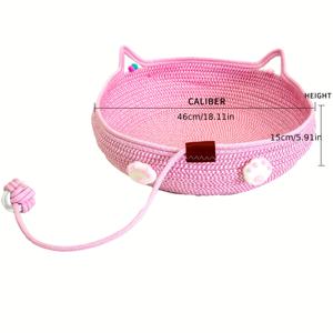 TEMU 46cm 대형 핸드메이드 고양이 침대 & 스크래치 포스트 - 모던 웨이브 디자인, 발자국 장식, 내구성 있는 여름용 실내 고양이 침대, 쉬운 조립, 스크래치 방지 및 편안한 휴식 공간, 실내 고양이용, 재미있는 디자인, 스크래치 방지 소재, 고양이 스크래치 침대, 고양이 침대, 고양이 번크 베드, 개 건설 세트, 고양이 하우스, 고양이 동굴