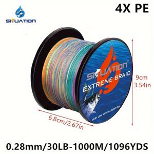 TEMU SHUATION 4배 꼰 PE 낚시줄 - 1000미터/3280피트 고밝기 컬러코딩, 초강력 인장 강도 및 내마모성 루어 및 민물 바닷물 낚시에 적합