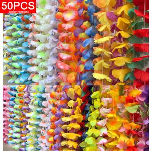 TEMU 12개입 하와이안 레이스 목걸이 세트 - 열대 루아우, 하와이 플라워 레이 테마 파티 장식, 휴일 결혼식 해변 생일 , 할로윈, 크리스마스 이벤트 및 파티 용품