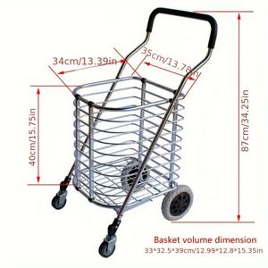 TEMU 대형 쇼핑 카트, 장보기 트롤리, 손으로 당기는 트레일러, 차량, 수하물 카트, 알루미늄 합금, 범용 바퀴, 슈퍼마켓 풀 트럭, 핸드카트