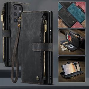 TEMU S10, S20, S21, S22, S23, S24 PLUS Ultra FE 모델 포함 휴대폰 보호 커버, RFID 차단 기능 및 신용 카드 슬롯 및 지퍼가 있는 지갑형.