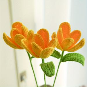 TEMU 1개 수제 코바늘 뜨개질 튤립 조화 부케 - 생생한 멀티컬러 수제 코바늘 꽃, 사실적인 꽃잎, 전기 불필요, 웨딩 장식, 파티 장식, 어버이날 선물, 발렌타인데이, 부활절, 추수감사절