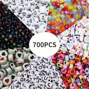 TEMU 700개 7색 원형 레터 비즈 아크릴 알파벳 숫자 비즈, 주얼리 제작 목걸이 팔찌용 (7x4mm)
