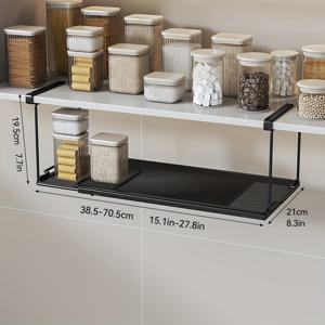 TEMU 1pc 현대식 조절 가능한 금속 아래 선반 보관 바구니 정리함, 벽걸이 스파이스 랙, 공간 절약형 주방 카운터 정리함, 냉장고, 책상, 책장 - 미완성 페인트 마무리, 전기 없음, 플로팅 선반|책꽂이|책장