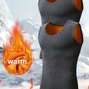 TEMU 2개 남성용 보온 조끼 - 타이트핏 레이어링 셔츠, 방풍 및 보온 겨울용, 슬림핏 민소매 재킷 스타일 조끼 (손세탁 가능) - 스키, 아웃도어, 추운 날씨 - 옷 아래 부피 없음|나시티|민소매