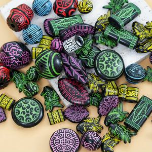 TEMU 300개 빈티지 바로크 스타일 아크릴 비즈 세트, 100G - 다채롭고 복잡한 디자인의 DIY 주얼리 만들기용, 팔찌, 귀걸이 및 공예에 이상적, 쉬운 실 꿰기용 구멍 포함, 주얼리 만들기 용품