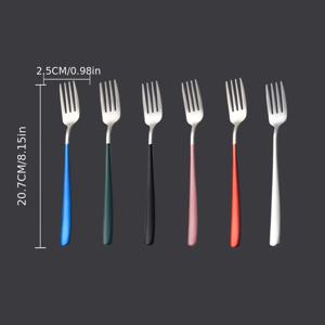 TEMU 6-팩 304 스테인리스 스틸 포크, 8.2인치 긴 손잡이, 두껍게, 저녁, 샐러드, 디저트 및 과일 식기, 다양한 색상, 골드 및 실버, 가정, 레스토랑, 캠핑 파티에 이상적