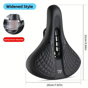 TEMU WEST BIKING 넓은 자전거 안장 - 스프링 충격 흡수 편안한 시트 쿠션, 속이 빈 통기성 디자인, 인체공학적 곡선 모양 & 텍스처 그립 (산악/로드/전기 자전거용) - 남녀공용 성인 사이클링 시트 (), 자전거 시트, 충격 흡수 안장|전기자전거