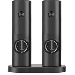 TEMU 싱글 또는 더블 팩 옵션, 투팩용 베이스 포함 - 한 손으로 작동하는 전기 소금 및 후추 그라인더, 배터리 구동, 조절 가능한 굵기, LED 조명 및 스탠드, 주방에 적합, 음식 조미 장치,식탁 액세서리,세련된 주방 도구,컴팩트 디자인,플라스틱 구조,배터리 구동 장치,홈 셰프,주방 정리용품