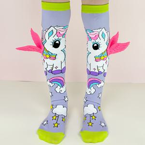 TEMU 1쌍 소녀용 마법의 유니콘 무릎 양말 - 무지개, 별, 핑크 마네 장식 - 파스텔 라벤더 & 라임 그린 종아리 길이 타이츠, 테마 파티, 생일, 캐주얼 의상용 - 부드럽고 편안한 양말