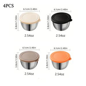 TEMU 2개/4개 세트, 누수 방지 PE 뚜껑이 있는 소스 컵, 250ml 재사용 가능한 소스 용기, 스테인리스 스틸 소스 컵, 샐러드 드레싱 용기, 피크닉 여행용 식기, 학교 도시락, 주방 용품, 레스토랑 용품, 결혼식 선물/졸업 시즌 선물