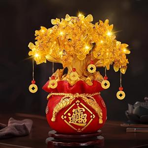 TEMU 1pc 레진 수집용 인형 - 부와 번영을 상징하는 삼겹살, 금화와 비즈가 있는 행운의 돈 나무, 비즈니스 선물, 집들이, 휴일 장식에 이상적, 집 장식용 돈 나무