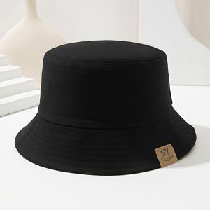 TEMU 뉴욕 스타일 블랙 버킷 모자 - 가벼운 폴리에스테르, 조절 가능한 스트랩, 야외 활동, 해변, 하이킹, 캐주얼 착용에 이상적, 야외 액세서리 | 세련된 헤어웨어 | 가벼운 모자|벙거지모자|등산모자