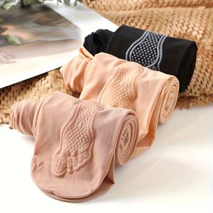 TEMU 여성용 미끄럼 방지 실리콘 그립 타이츠 3쌍 - 가벼운 봄/여름 시스루 팬티스타킹, 우아한 엠보싱 디자인, 부드러운 착용감, 캐주얼 및 정장용 블랙 & 누드 컬러, 스타일리시 패턴, 편안함을 제공하는 양말