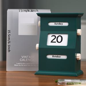 TEMU 우아한 빈티지 스타일 회전형 데스크톱 캘린더 - ABS 레진, 영어 언어, 내구성 및 내마모성, 가정 또는 사무실 장식에 이상적, 사무실 장식|우아한 캘린더 디자인|내구성 있는 ABS 캘린더|2025년달력