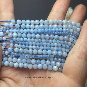 TEMU 2/3/4mm 천연 아쿠아마린 컷 에지 광택 비즈 - DIY 주얼리, 팔찌, 목걸이, 귀걸이 제작용