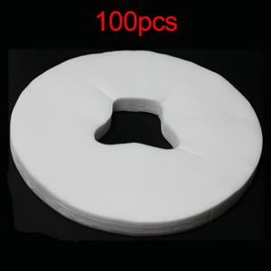 TEMU 100개 라운드 마사지 베개 커버 - 소프트하고 휴대가 편리한 휴대용 헤드레스트 쿠션, 스파 & 홈 사용 가능, 전기 불필요, 하트 컷아웃 디자인 (화이트 & 핑크), 여행용 마사지 테이블 액세서리, 위생성 원단, 세척 쉬움, 웰니스 애호가를 위한 2가지 색상