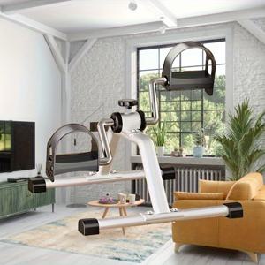 TEMU 집에서 사용하는 조절 가능한 수동 페달 운동 자전거 - 전원 불필요, 휴대용 저충격 카디오 장비, 조절 가능한 발판과 핸들 포함, 견고한 화이트 프레임, 신체 이완 및 작은 공간에 적합|자전거