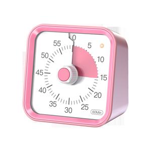 TEMU 정지 기능이 있는 시각 타이머 (어린이 및 성인용) - 기계식 , 비프 알람, 컴팩트한 사각 디자인, 핑크 & - 교실, 학습, 주방용, 침실용 시계, 스누즈 버튼, 내구성 있는 구조, 모던한 미학, 사무실 - 교육용 시간 관리|시계|타이머