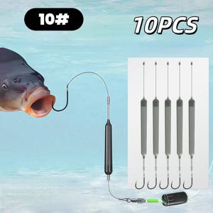 TEMU 10개입 바닥라인 낚시바늘 세트 + 플로팅 루어 키트, 초강력 날카롭고 관통성 뛰어난 내식성, 담수 및 해수낚시에 적합