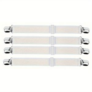 TEMU 4개입 헤비듀티 조절 가능한 침대 시트 클립 - 미끄럼 방지 매트리스 고정 스트랩, 병원/가정/호텔용 안전 잠금 장치 - 내구성 나일론 패스너 (손세탁 전용) - 침구용 안티슬립 클립, 기능성 침실 액세서리, 강화 버클, 가정용 침구 정리, 실용적 고무줄, 하우스키피셜 전문가를 위한 제품