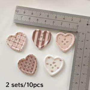 TEMU 10개 빈티지 하트 단추 - 파스텔 핑크, 베이지, 화이트, 브라운 - DIY 공예, 재봉틀, 스크랩북, 카드 만들기용 - 내구성 있는 플라스틱 패브릭 버튼 - 의류, 액세서리, 홈 데코, 장식용 단추, 패치워크 단추, 입체 디자인