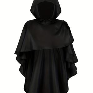 TEMU 할로윈 그림 페이퍼 코스튬 - 중세 스타일의 로브, 수녀 의상, 독특한 불규칙 후드 망토