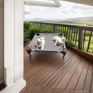 TEMU 1개 그레이 펫 베드 (통기성 메쉬 & 스테인리스 프레임) - 휴대용 접이식 디자인, 쉬운 조립 및 보관, 내구성 폴리에스터 소재, 작은/중간 강아지/고양이/강아지용, 사계절 사용 가능, 탈부착 가능한 베개 포함, 테디/비숑/말티즈/숄츠어/푸들/강아지 침대, 모던 펫 가구, 튼튼한 구조, 중형견용 침대, 대형견용 침대, 애완동물용 침대