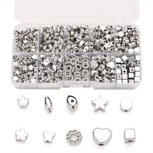 TEMU 300/600개 골드 실버 플라스틱 CCB 비즈 세트 박스 동물 나비 오각별 사랑 왕관 사각형 특별한 모양 평면 원형 타원형 조합 비즈 주얼리 만들기 키트 DIY 수제 목걸이 팔찌 열쇠고리 귀걸이 액세서리 재료