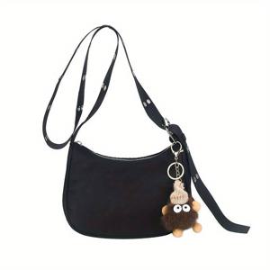 TEMU 2개입 한국 스타일 더블 지퍼 크로스바디 백 세트 - 조절 가능한 스트랩이 있는 여성용 핸드백, 골드 톤 하드웨어 & 귀여운 올빼미 참, 나일론 토트 & 지갑 정리함, 발렌타인데이, 졸업식, 어버이날을 위한 여행용 메이크업 보관 선물, 지퍼 백, 여성 크로스백, 핸드백 세트, 여성 핸드백