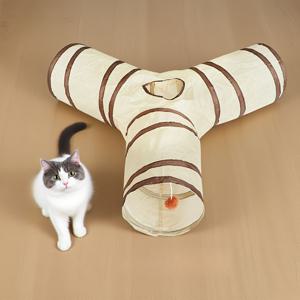 TEMU 접이식 고양이 터널 장난감, 걸이 공 및 피크 창문 포함 - 실내/야외용 내구성 폴리에스터 인터랙티브 놀이터널, 휴대용 쉼터, 새끼고양이와 성체 고양이를 위한 쉬운 세척 디자인, 튼튼한 구조의 재미있는 고양이 플레이하우스