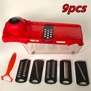 TEMU 1세트 고강도 수동 식품 가공기, 6종 교체 가능 블레이드 포함 다용도 야채 채썰기 & 과일 슬라이서, ABS 플라스틱 핸드 파우어 초퍼 및 안전 가드, 양파·당근·감자·치즈·견과류 절단기, 주방 액세서리|야채다지기