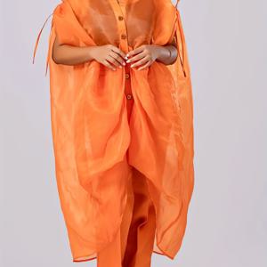 TEMU 여성용 우아한 플로어 길이 케이프 스타일 튜닉 - 반투명 튜닉 드레스, 앞 짧음/뒤 긴 밑단, 단색 플로어 길이 파티 웨딩 갈라 이브닝 가운, 손세탁 가능한 사계절 정장 (신축성 없음, 구조적 핏) - 단색 우아한 파티 드레스, 플로우 트레인, V넥 & 플로어 길이 디자인, 연중 착용 가능, 반 케이프 드레스