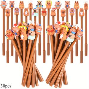 TEMU 카피바라 젤펜 30개 세트, 검정 잉크, 동물 테마 파티 선물, 학교, 사무실 및 가정용 할로윈 & 크리스마스 선물, 휴일 선물,파티 선물,신기한 글쓰기 도구,테마 펜,가시적 잉크 레벨,미세한 팁,필기구,멀티팩 펜,파티 플래너,학생들