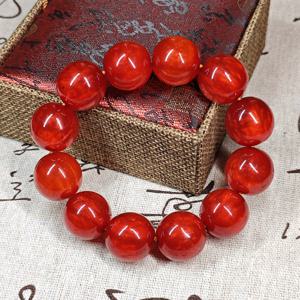 TEMU 1개 대형 20mm 레드카넬리안비즈 탄성팔찌 - 빈티지 보헤미안스타일의 매끄러운구체석, 남녀공용 신축식디자인으로 내구성 있는 데일리 & 파티주얼리, 크리스마스/어버이날/부모님선물로 연중무휴 사용가능한 천연돌 럭셔리액세서리 (코팅없음, 카넬리언색상유지), 수제에스닉디자인 호랑이눈과 함께하는 우아한레트로스타일은 홈데코와 특별한 행사에 완벽합니다