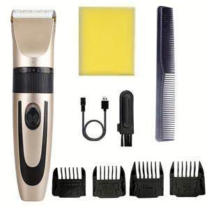 TEMU 프로페셔널 무선 펫 헤어 트리머 USB 충전 기능, 4-in-1 분리형 리미트 빗 & 저소음 기술 - 코드리스 강아지 & 고양이 그루밍 시스템, 인체공학적 디자인과 USB 전동 모터, ABS 소재로 젖은/마른 털 사용 가능, 푸들, 시츄, 코기 & 대부분의 반려동물에 적합, 바버 트리머