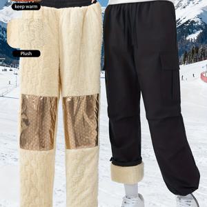 TEMU 여성용 겨울 플리스 안감 조거 팬츠 - 두꺼운 따뜻한 캐주얼 바지, 탄력 있는 허리밴드, 단색, 야외 하이킹 및 주말 레저 & 일상복, 하이킹 팬츠, 스포츠 스타일, 내구성 강화, 라이프스타일, 여성용 운동복, 레깅스, 스포츠/스포츠 팬츠, 여성용 조깅 팬츠|트레킹화|여성운동화