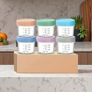 TEMU 6개입 4온스 유리 보관 용기 누수 방지 뚜껑 - 전자레인지, 식기세척기, 냉장고 사용 가능, 재사용 가능한 캔, 간식, 식사 준비, 남은 음식에 적합, 간식 용기, 주방 정리, 쌓을 수 있는 용기, 컴팩트 디자인, 튼튼한 구조, 내구성 있는 유리제품, 냉장고 용기, 전자레인지 안전 용기, 건강 관리 중인 사용자, 홈 쿠커