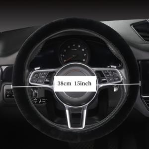 TEMU 겨울 따뜻한 핸들 커버 - 미끄럼 방지 풀 랩 디자인, 플러시 소재, 대부분의 차량에 적합, 내구성 및 세척 용이, 내부 원형 불필요, 차량 내부 액세서리 | 플러시 핸들 커버 | 내구성 좋은 핸들 커버, 핸들 커버