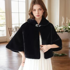 TEMU 플러스 사이즈, 1피스 여성용 우아한 화이트 케이프 칼라 코트 - 고급스러운 버튼 프론트 재킷, 주름 방지 & 세탁기 사용 가능, 사계절 웨딩 게스트 클로크, 정장 이벤트 아우터웨어 (디자인 없음)