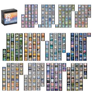 TEMU 2026 미니 와시 테이프 캘린더 - 365일 주간 플래너 (월별 탭 & 번호 매김 날짜 1-365) - 빈티지 필름 스트립 디자인 (2025-2026) - 불렛 저널링, 스크랩북, DIY 플래너용 장식 마스킹 테이프 액세서리|2025년달력