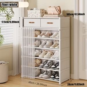 TEMU 1개 실내 다기능 신발장, 현관 홀 심플 수납장, 대용량 가정용 선반, 독립형 다층 방진 신발 정리대 (아파트, 주택, 기숙사용), 홈 오거나이제이션,거주 필수품,컴팩트 디자인,현대적인 현관 가구,경량 캐비닛,튼튼한 정리함,현관 캐비닛,작은 공간 생활,아파트 거주민