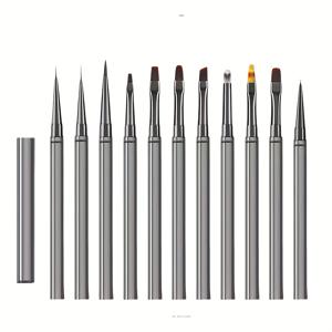 TEMU 12개 네일 아트 브러쉬 세트 (젤 그라데이션 네일 용품 포함) - 전문가용 매니큐어 & 페디큐어 도구, 정밀한 디자인을 위한 나일론 브러쉬모, 네일 아트용 브러쉬 12개 포함, 매니큐어 필수품 | 세련된 브러쉬 디자인 | 내구성 좋은 브러쉬, 네일 아트 용품|네일아트|젤네일|네일재료