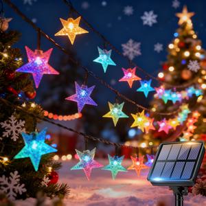 TEMU 로이즈 100/50/20 LED 태양광 스타 스트링 조명 야외용 - IPX4 요정 조명, 8가지 모드, 웜 화이트-무료 반짝임 RGB 유사 색상 (그린/핑크/블루/퍼플/옐로우) 크리스마스 트리, 정원, 웨딩, 파티 장식용