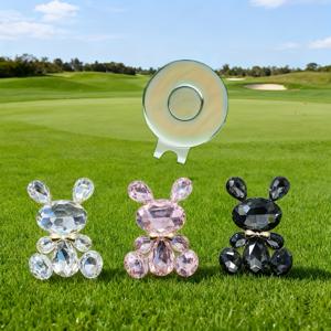 TEMU 3개 토끼 골프공 마커 세트 (메탈 모자 클립 포함) - 귀여운 토끼 디자인, 화이트, 핑크, 그레이, 내구성 좋은 아연 합금, 골프 애호가를 위한 이상적인 선물